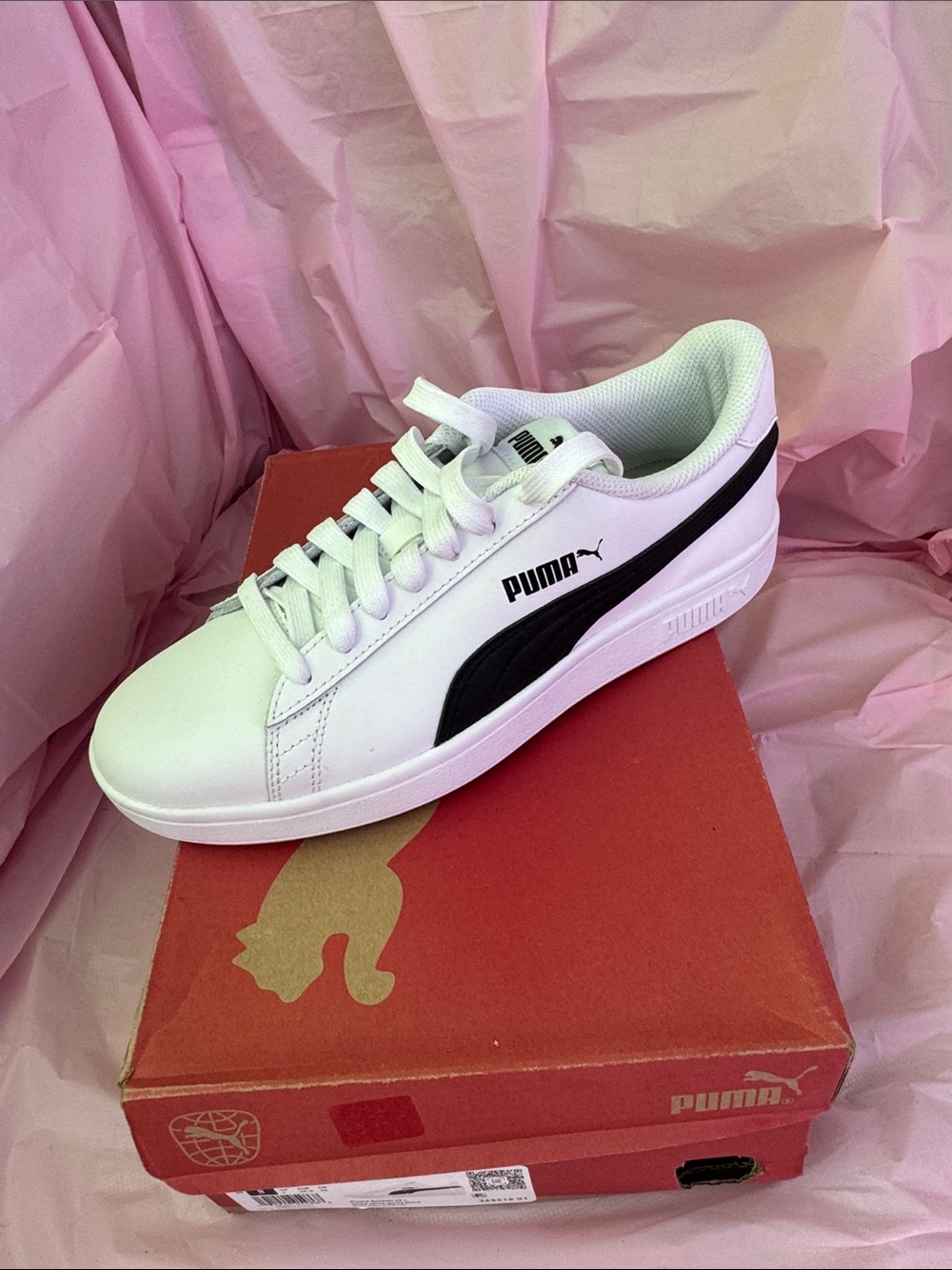 Puma White and Black Classic Court Sneaker